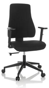 Sedia da ufficio Mathes, rivestita in tessuto nero, ergonomica, regolabile in altezza, dimensioni 113x65x60 cm