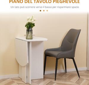 HOMCOM Tavolo da Pranzo Pieghevole Salvaspazio in Legno, 90x60x74cm, Bianco