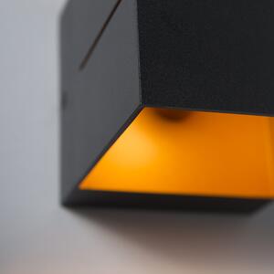 Set di 2 lampade da parete moderne nere con interno oro 9,7 cm - Transfer Groove