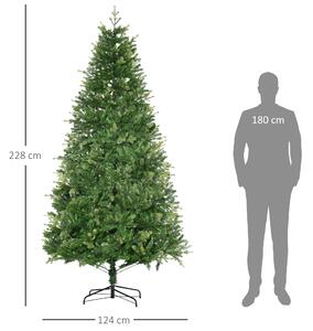 HOMCOM Alberello di Natale per Interni con 2056 Rami e Base in Metallo, Φ124x228 cm, Verde