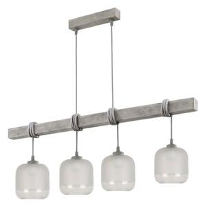 Brilagi - Lampadario a sospensione WOOD GLASS 4xE27/60W/230V pino/grigio/bianco