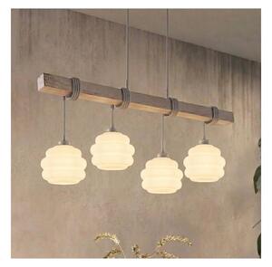 Brilagi - Lampadario a sospensione su cavo WOOD GLASS 4xE27/60W/230V pino/grigio/bianco