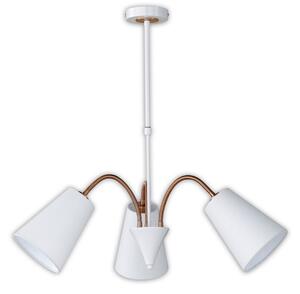 Lampada a sospensione a 3 luci, con paralumi bianco/bronzo, flessibili, ideale per la sala da pranzo