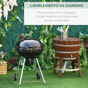 Outsunny Barbecue BBQ a Carbonella con Termometro Doppia Griglia Ripiano Inferiore 2 Ruote Metallo 57x63x94 cm Nero e argento