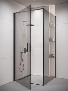 Badplaats Cabina Doccia Alava 90 x 90 x 190 cm - Nero con Vetro Fumé - Parete con Porta Battente
