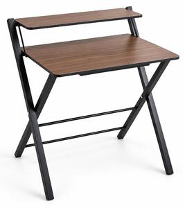 Relaxdays, scrivania pieghevole con supporto per monitor, altezza x larghezza x profondità: 82 x 70 x 56 cm, realizzata in MDF e metallo, colore marrone/nero