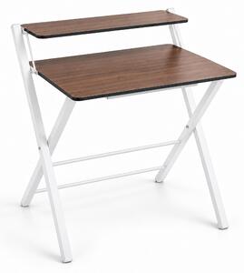 Relaxdays, scrivania pieghevole con supporto per monitor, altezza x larghezza x profondità: 82 x 70 x 56 cm, realizzata in MDF e metallo, colore marrone/bianco