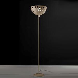 Piantana moderna illuminando geo te c2 led metallo bianco sabbia mezza sfera traforata e27 h178 - Illuminando