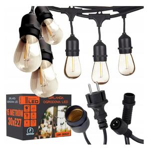 Catena luminosa decorativa LED per esterni 15xE27/1W/230V 15,94 m IP44 nera