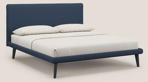 Noel letto minimal scandinavo con piedi in mogano e tessuto fiammato i