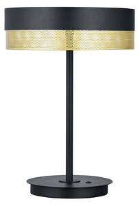 Lampada LED da tavolo Mesh in ferro, nero/oro