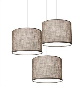 Lampadario illuminando cilindro sp 3 to bn to e27 led tessuto tortora sospensione classica moderna - Illuminando