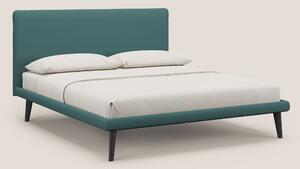Noel letto minimal scandinavo con piedi in mogano e tessuto fiammato i