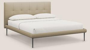 Midori letto imbottito trapuntato in ecopelle con piedini alti T04 bei