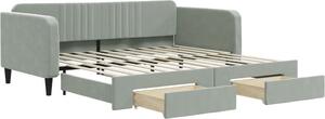 VidaXL Letto da giorno allungabile con cassetti grigio chiaro 100x200 cm in velluto