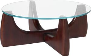 Tavolino rotondo da salotto in legno con piano in vetro Miya