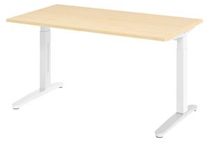 Scrivania bümö Serie XB - Finitura: acero, struttura: bianco/alluminio lucido, dimensioni: 140 x 80 cm