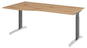 Scrivania bümö serie XB - Decorazione: rovere nodoso, dimensioni: 180 x 100 cm, struttura: grafite/alluminio lucido
