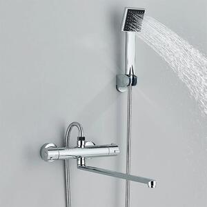 Termostato per rubinetteria da bagno con doccetta, miscelatore, e rubinetto per doccia