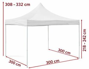 Gazebo pieghevole 3x3m ALU Standard con 4 pareti laterali chiuse - Grigio
