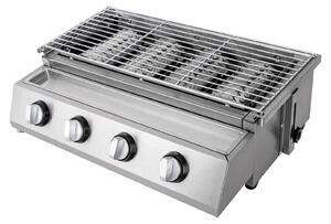 Barbecue a gas con 4 fuochi e altezza regolabile