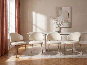 Sedia in Tessuto testurizzato e Metallo Beige Crema - Lotto di 4 - VOSINIA