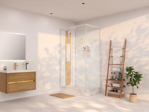 Cabina doccia idromassaggio rettangolare in bambù composito Installazione reversibile Bianco opaco L120 x l80 x H225 cm - VITUNA