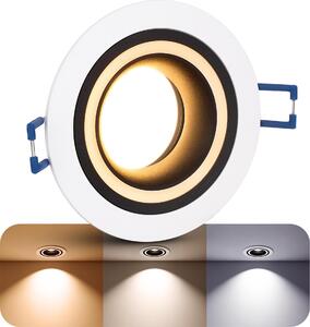 SSC-LUXon Matapo Design Lampada da incasso dimmerabile con LED GU10 LumiFLEX Faretto 230V 6W tre modalità di illuminazione - Faretto da incasso bianco nero con anello luminoso