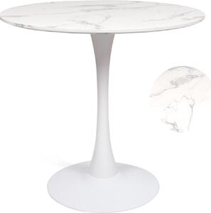 Milton & Oldbrook Esstisch Ø 80 cm Praga Marmorlook Matt Weiß