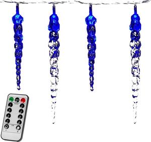 Luci di Natale, ghiaccioli, 40 LED, blu, telecomando