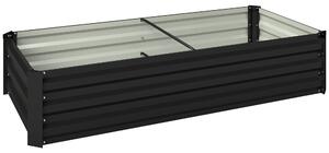 Outsunny Fioriera rettangolare orto da giardino in acciaio galvanizzato bordo di sicurezza e fondo aperto 150x70x30cm grigio scuro | Aosom Italy