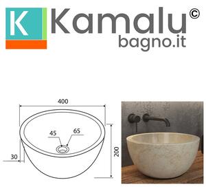 Lavabo bango in marmo colore crema 40cm Litos-LC40 - KAMALU