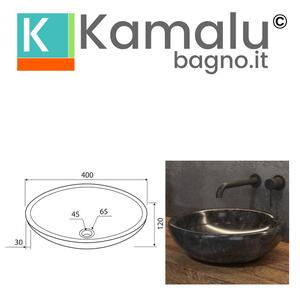 Lavabo in marmo colore nero 40cm con bordo arrotondato Litos-SC40 - KAMALU