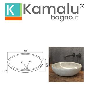 Lavabo in marmo colore crema 40cm con bordo arrotondato Litos-SC40 - KAMALU