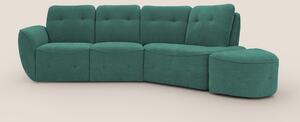 Cerbero divano angolare con pouf mobile in morbido bouclé impermeabile