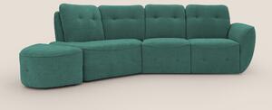 Cerbero divano angolare con pouf mobile in morbido bouclé impermeabile