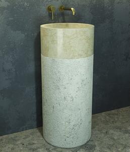 Lavabo da terra in marmo colore cream bocciardato altezza 92cm Litos-BC40 - KAMALU
