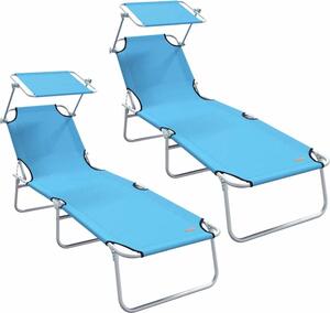 Lettino da sole 2 pcs Blu Vivo 58 x 188 x 77cm Poliestere
