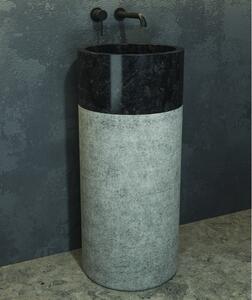 Lavabo da terra in marmo colore nero-grigio bocciardato altezza 92cm Litos-BN40 - KAMALU