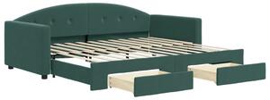 VidaXL Divano letto estraibile con cassetti Verde scuro 90x200 cm Velluto