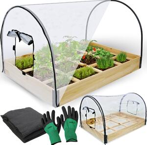 Holz4home® Telaio freddo con tetto I Letto per ortaggi Cassetta per fiori con foglio di alluminio I incl. vello + guanti da giardino I Letto rialzato per serra