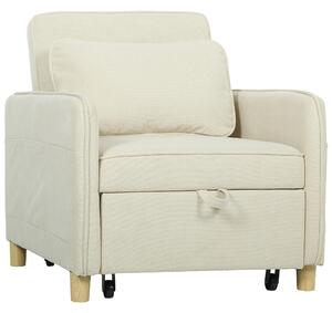 HOMCOM Poltrona Letto 3 in 1 Trasformabile con Funzione Letto, Ampia Seduta per Soggiorno, Beige | Aosom Italy