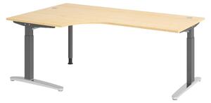 Scrivania bümö Serie XB - Decorazione: acero, dimensioni: scrivania angolare 200 x 120 cm, struttura: grafite/alluminio lucido