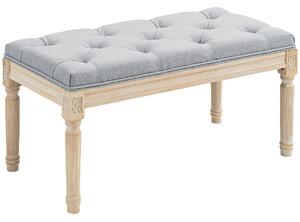 HOMCOM Panca a Fondo Letto Rivestita in Lino Sintetico con Gambe in Legno e Seduta Imbottita, Stile Vintage, Grigio Chiaro | Aosom Italy