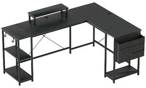 HOMCOM Scrivania Angolare Modulabile Reversibile Stile Industriale con Ripiano Regolabile, Tasca Portaoggetti e Supporto per Monitor, 168x120x90 cm, Nero | Aosom Italy