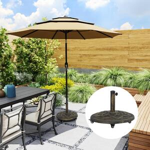 VivaGarden Base per Ombrellone in Resina da 20 kg Rotonda con Ruote e Freni 54,5x40,5h cm colore Bronzo