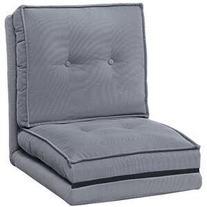 HOMCOM Poltrona da Pavimento Pieghevole in Velluto a Coste, Materassino da Pavimento con Schienale Regolabile in 5 Posizioni, 59x230x15 cm, Grigio | Aosom Italy