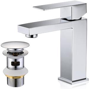 Rubinetto per lavabo cromato con kit di scarico
