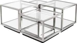 Set 4 tavolini da salotto con piano in vetro a specchio Luigi