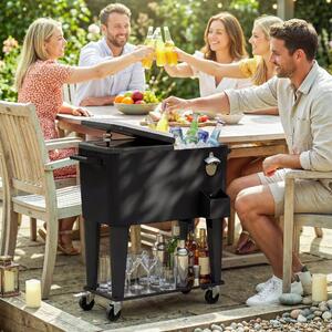 VivaGarden Carrello Frigo 76L con Ripiano Apribottiglie e Raccoglitore Tappi in Plastica e Acciaio 91x39x84.5 cm colore Nero